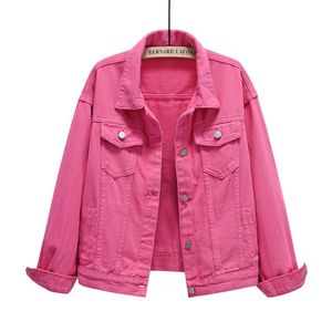 2023 Spring autumn Denim Jacket Women Casual Tops Short Coat Female color Jean Jackets Cotton Loose Outerwear Woman Tops y240311