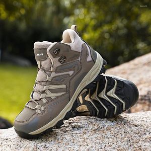 Fitness Shoes Autumn Winter Brown Men Hiking Boots Outdoor Unisex Trekking Sneakers High Top Mountain Climbing Women Walking 2024