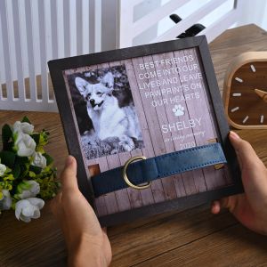 Персонализированная фоторамка в память о домашнем животном Деревянная фоторамка для домашнего животного Сувенир для кошки и собаки Потеря домашнего животного Фотографии и текст на память в подарок