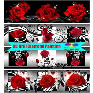 Leathercraft Large Ab Diamond Painting Red Roses Flowers 5d Full Diamond Embroidery Mosaic Picture Cross Kits Handmade Gift Wall Decor