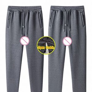 Mann Winter Crotchl Thermal Hot Pants Versteckte Reißverschlüsse Dicke Casual Jogginghose Tasche Fitn Clubwear Sexy Offene Gabelung Hosen 03B2 #