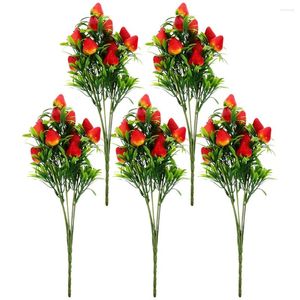 Flores decorativas simuladas de morango galhos artificiais decoração Diy decorações de festas buquês frutas falsas caules vasos de preenchimento de vasos