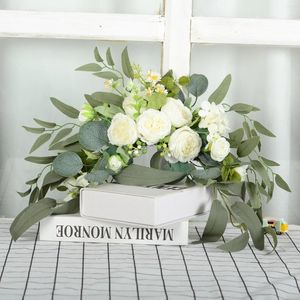 Dekorativa blommor konstgjorda pion falska blommor hem dekoration bröllop rospografi rekvisita lintel