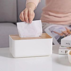 Plastic Tissue Box Modern Wooden Cover Paper with Oak Home Car Napkins Holder Case Home Organizer Decoration Tools tissue box