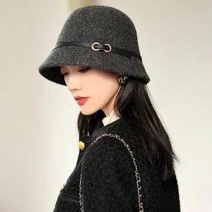 wool bucket hat Womens warm autumn and winter thickened fishermans hat Panama plush basin hat Womens hat 240325