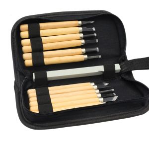 Joiners 12pcs/set Professional Wood Carving Chisel Knife Hand Tool Set For Basic Detailed Carving Woodworkers Gouges With Knife Grinder