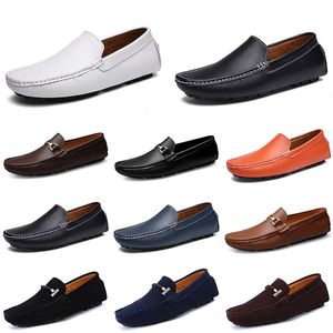 Designer skórzany doudou menów swobodne buty do jazdy oddychaj miękki lekki jasnobrązowy czarny granatowy niebieski srebrny żółty szary płiesz męski Flats All-Match Lazy Shoe A073