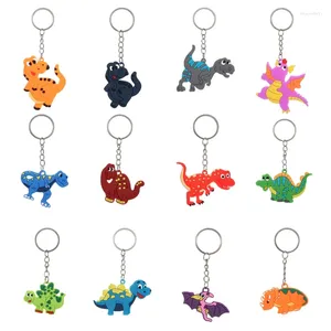 Keychains 12 Pieces Dinosaur Keyrings Decoration For Birthday Party Favor Supplies Stuffers Bag Fillers Gifts Prizes