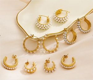 Vários Designer Pearl Stud Vintage Charme Brincos de luxo 18k ouro designer brinco C forma jóias mulheres 18k banhado diamante valentine Moda Presentes