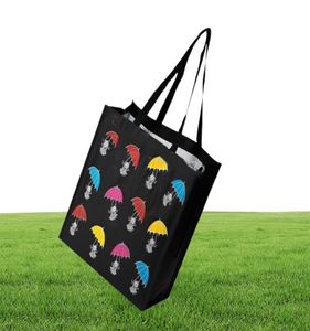 Moomin Little My Cartoon Reusable Shopping Bag Black Strong Large Waterproof Supermarket Bag Tote Handbag Gift Beach Bags5431464