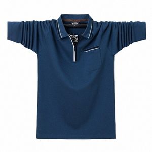 Top Grade New Autumn Casual Polo Shirt Men LG Sleeve Turn Down Collar Slim Fit Soild Color Pocket Polo Shirt Men Plus Size 6XL 39OQ #