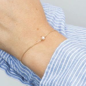 Braccialetti a maglie Perle da donna Minimalista in acciaio inossidabile a mano per donna Gioielli con bracciale con ciondoli con perla simulata