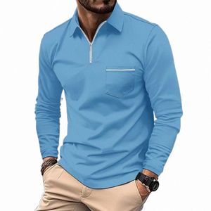 Instagram europeo e americano Cross Border Border Spring e Autumn Fi Polo Shirt Pocket Pocket Uomo LG Sports Polo I8XQ#