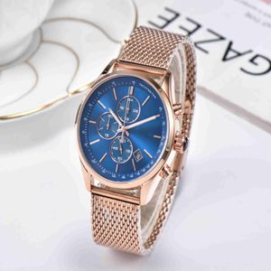 2021 Luxury Mens Watches All Pointer Work Functional Chronograph Quartz Watch rostfritt stål Rem Waterproof Designer Stop Watch244o