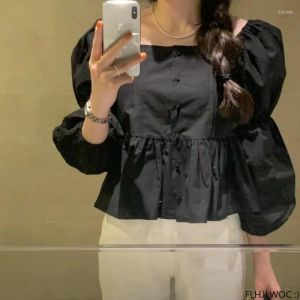 قمصان بلوزات النساء 3 ألوان S Cotton Tops لطيف كوريا كوريا اليابان الفتيات الرجعية عتيقة بيضاء إسقاط ملابس الملابس ملابس OTHKG