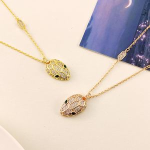 European and American fashion cross border full of stars set diamond snake head necklace new rose gold do not fade pendant net red collarbone chain