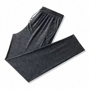 Wysokiej jakości mężczyźni Kambukowe lodowe spodnie jedwabne Fi Sporting męskie spodnie swobodne cienkie chłodne letnie spodnie dresowe Mężczyzna 8xl 9xl M8TR#
