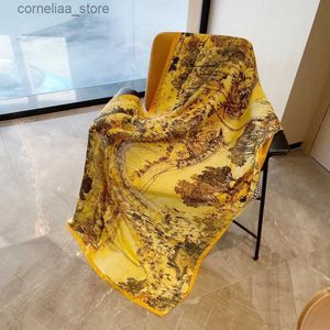 Bandanas Durag Bandanas Durag 2022 Spring and Summer Silk Scarf Womens Thin Lengthened Brocade Satin Scarf Womens Long Wild Sunscreen Silk Scarf Live Wholes Y240325