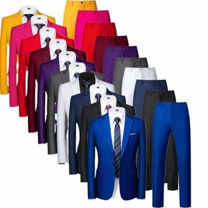 Royal Blue Men's Tuxedo 2-delad bröllopsfest Formell smoking och byxor stor storlek dräkt Homme svart grå röd s-5xl 6xl 10e4#