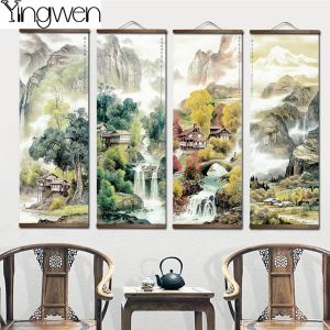 Stitch Chinese Traditional Style Four Seasons Landscape 5D Diamond Målning Cross Stitch Full Diamond Mosaic Beads Embrodery Decor Art