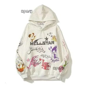 Hellstar Shirt Męskie bluzy High Street Fleece Y2K Hooded Graphic Harajuku Stranger Lose Warm Pullover Hip Hop Hood Hellstar Tracksuit 631