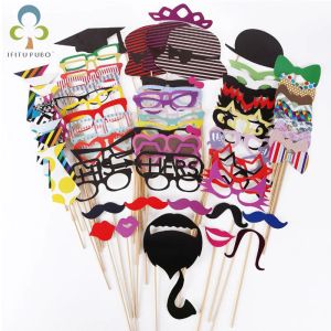 Masks 76 pcs/set Cat Glass Wedding Photo Booth Props Party Decorations Supplies Mask Mustache For Fun Favors Photobooth Photocall GYH