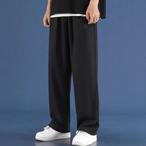 メンズアイスシルクスポーツパンツドローストリングストリート服ハラジュクジョギングズボンY2Kスタイルスポーツジムエクストラ大きなポケットワイドレッグパンツ8XL 240325