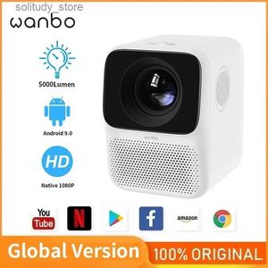 Diğer Projektör Aksesuarları Wanbo T2 Max Projektör 1080p 5000 Lümenler LED Taşınabilir WiFi Tam HD Projektör 4K 1920 * 1080p Ana Keystone Kalibrasyonu Q240322