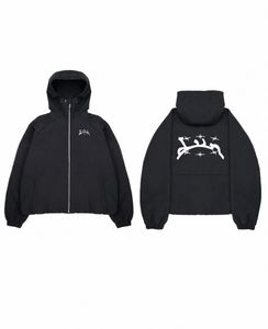 Y2K Korean Fi Hip Hop Pattern Embroidery Windbreaker Jackets Men Bomberジャケット