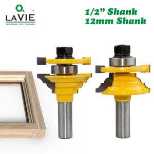 Joiners 2pcs 12mm 1/2" Shank Woodwork Door Round Corner Rail & Stile Router Bit Tenon Milling Cutter for Wood Woodworking Tools