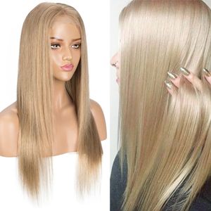 Cabelo humano Cabelo humano perucas loiro peruca de renda loira para mulheres reto bob peruca encerramento Gold Brasilian Wigs Destaque