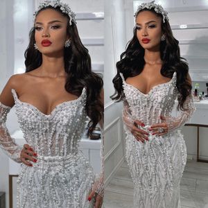 Büyüleyici Denizkızı Gelinlik Straplez İnciler Gelin Gowns Crystal Sequins İnce İllüzyon Özel Yapımı Kolsuz Vestidos de Novia