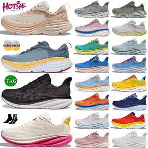 2024 Uomo Donna Bondi 8 One Clifton 9 Scarpe da corsa Sunlit Ocean Blanc De Blanc Sunlit Ocean Summer Song Shifting Sand DHgate Scarpe da ginnastica Walking Plate-Forme Taglia EUR36-47