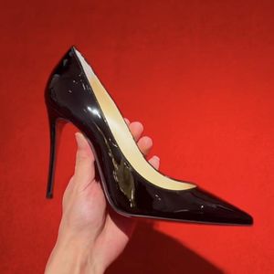 Casual pumps Designer sexy lady fashion women shoes Red Patent leather pointy toe stiletto stripper High Heels Prom Evening pumps boots cone heel 12cm large size 35-44