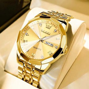 腕時計オレブメンズ新しいダイヤモンドオリジナルクォーツ防水時計ゴールドステンレス鋼STRラグジュアリーウォッチRelios masculinoc24410