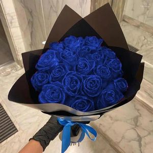 Dekorative Blumen Glitzer Rose Fake Bouquet Rot Blau Gold Künstliche Schaumblume Braut Party Hochzeitsdekoration für Freundin