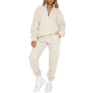 Aleumdr Women 2 Piece Outfits Sweatsuit Oversized Half Zip Pullover Long Sleeve Sweatshirt Jogger Pants Set with Pockets