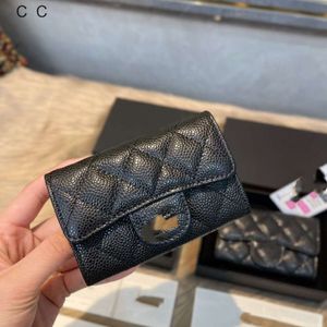 Plånbok design kortväska modebutiker har försäljning kaviar kvinnors pickup väska äkta läder lingge kort slot förändring doftande vind kort stil ny stor kapacitet