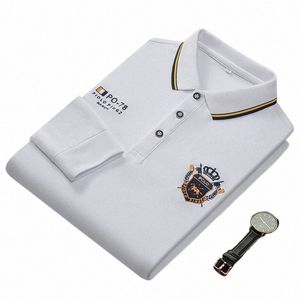 Ny FI -mäns polo -skjorta lyxbroderad Cott Lapel Collar LG/Kort ärmar Koreanska toppar U4ZC#