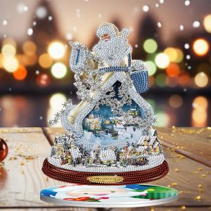 Punto 5D Fai da te Gemma Kit di pittura artistica Albero di Natale Tavolo Kit di pittura diamante Diamante Decorazione di Natale Pupazzo di neve Desktop Diamante Art Decor Babbo Natale