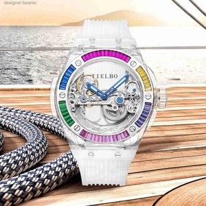 Wristwatches Mechanical and TIELBO for automatic mens wrist crystal skeleton transparency and free intelligenceC24410