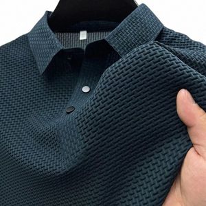 Summer New Men's Lop-up pusta koszula polo z krótkimi rękawami jedwabna oddychająca busin fi T-shirt męski ubrania marki D4J2#