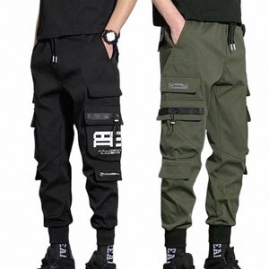 Nowe hip hop joggers spodnie cargo mężczyźni Spodnie haremowe swobodne multi-pockets spusty czarne zielone spodnie dresowe streetwearne spodni menu w4x9#