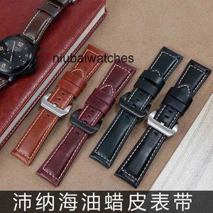 Orologi di design PAM Panerai sostitutivo cinturino per orologio di lusso in pelle da uomo Pam111 441 cera d'olio ingrandita 24 26mm orologi da polso impermeabili in acciaio inossidabile automatico H