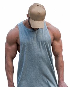 Män kroppsbyggande kläder Cott Tank Top Plain Gym Fitn Vest ärm undertröja Casual FI -träning Muskel singlets m3tm#