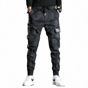 Sweatpants män camoue elasticitet militär lastbyxor dragsko multi fickor botten av avslappnade joggerbyxor n6jh#