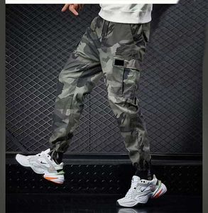 Macacão masculino multi-saco calças casuais macacão masculino calças compridas moda nova marca calças esportivas camuflagem calças multi-saco