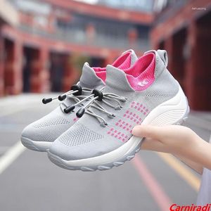 Buty chodzenia mody gęsta wysokość dolna wzrost swobodnych kobiet koszy Socks Plattorm Sneakers Ladies bez poślizgu jogging