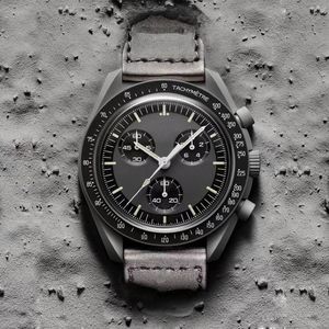 Biokeramik-Planet-Mond-Quarzuhr „Mission To Mercury“, 42 mm, voll funktionsfähiger Chronograph, luxuriöse Herren-Armbanduhr mit gemeinsamem Namen für Paare, 20260P