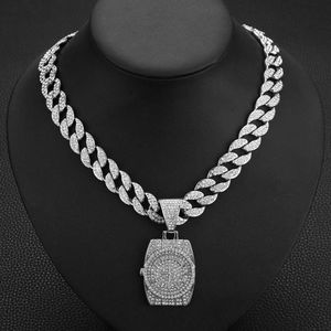 high quality luxury mens watch women niche hip-hop punk choker full diamond pendant for versatile Cuban necklace CM3N